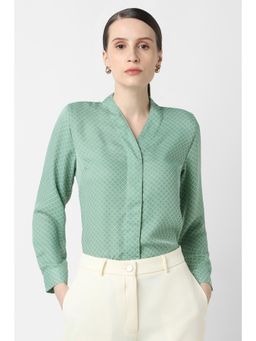 Van Heusen - Women Green Print Long Sleeves Formal Shirt
