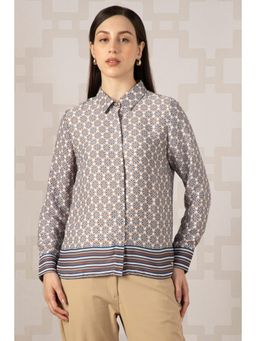 Van Heusen - Women White Print Long Sleeves Formal Shirt