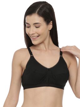BLOSSOM - Single Layered Cotton Everyday Plus Size Bra Black