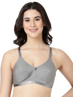 BLOSSOM - Single Layered Cotton Everyday Plus Size Bra Dark Grey