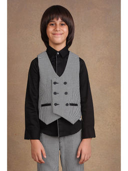 One Friday - Kids Boys Black Checks Waistcoat
