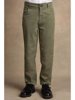 One Friday - Kids Boys Olive Solid Trouser