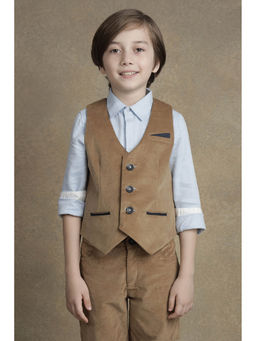 One Friday - Kids Boys Gold Solid Waistcoat