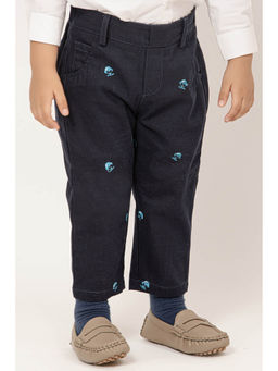 One Friday - Baby Boys Blue Embroidered Trouser