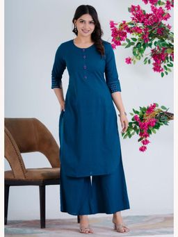 Anurang - Women Solid Pure Cotton Kurta with Palazzo