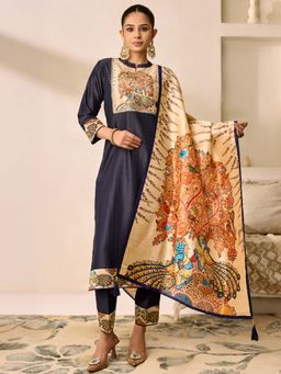 Women Plus - Embellished Viscose Silk Kurta with Pant & Dupatta
