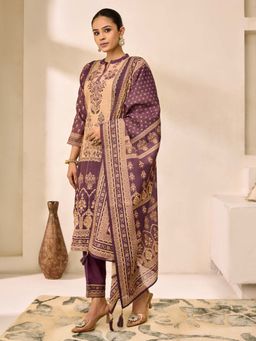 Women Plus - Embellished Shimmer Silk Kurta with Pant & Dupatta