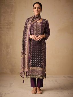 Women Plus - Digitally Printed Pure Natural Crepe Kurta with Pant & Dupatta