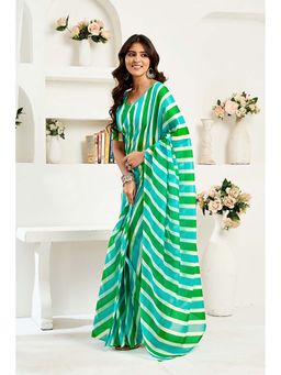 BFM - Multi Printed Linen Ready To Wear Saree With Unstitched Blouse