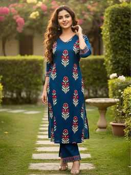 FASHOR - Printed Straight Kurta with Pant