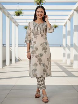 FASHOR - Ethnic Printed Straight Fit Kurta with Pant