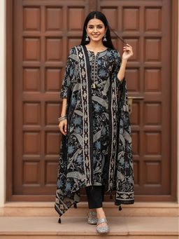 FASHOR - Printed Straight Kurta With Pant & Dupatta