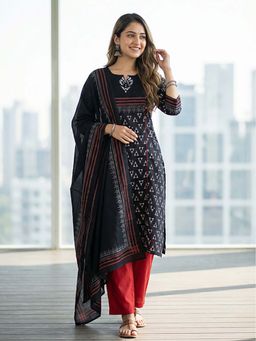 FASHOR - Printed Straight Kurta With Pant & Dupatta