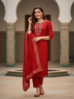 FASHOR - Gota Patti Embellished Straight Kurta With Pant & Dupatta