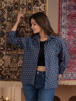 JAIPUR SARAI - Women Blue Printed Cotton Casual Shirt