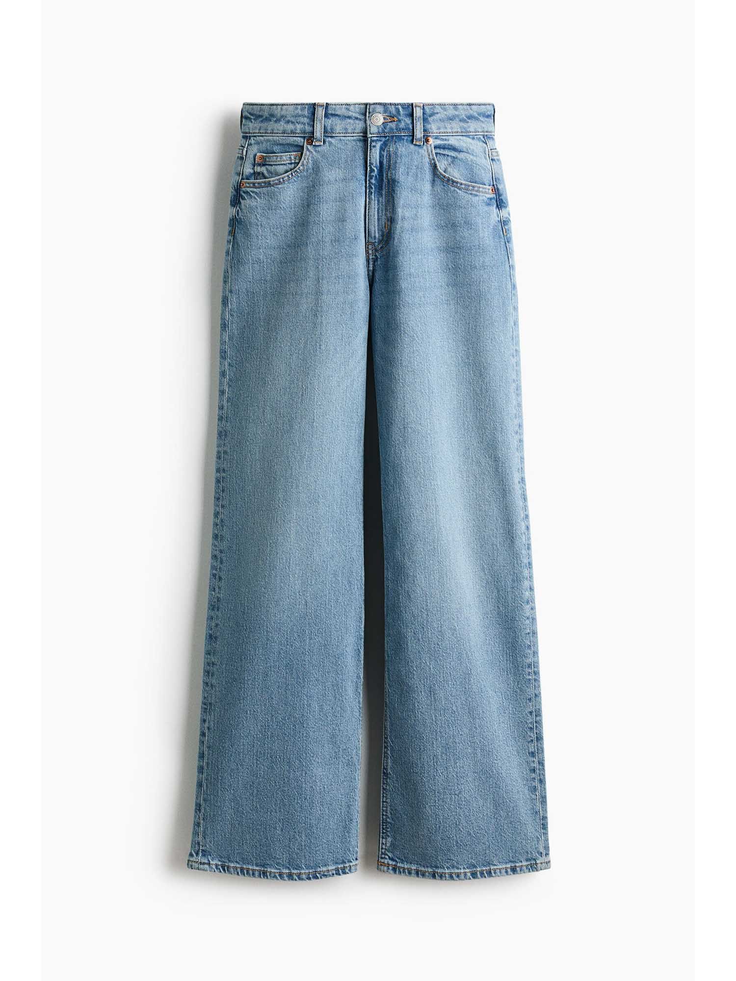h&m Women Blue Wide High Waist Jeans-picture-22