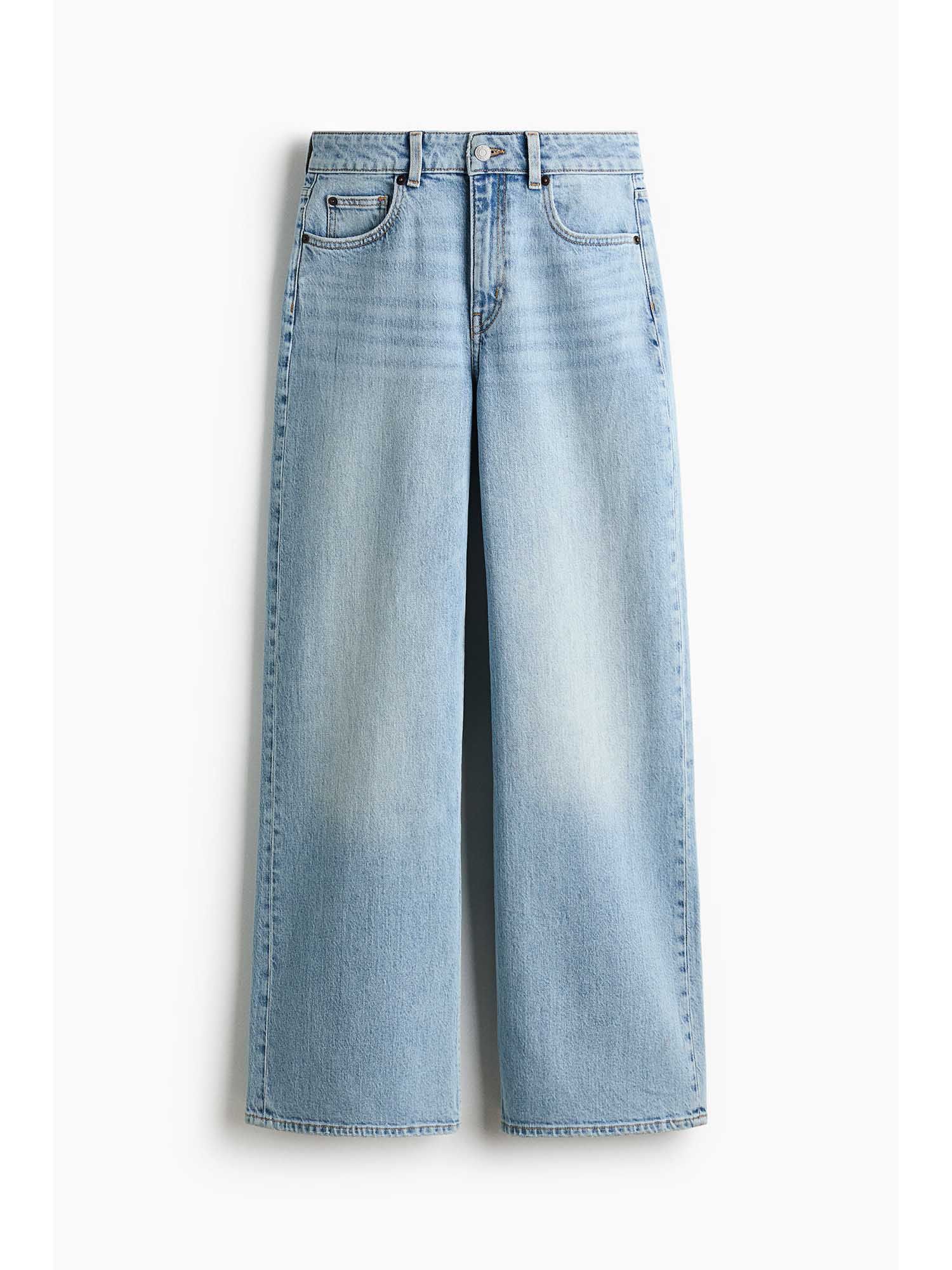 h&m Women Blue Wide High Waist Jeans-picture-36