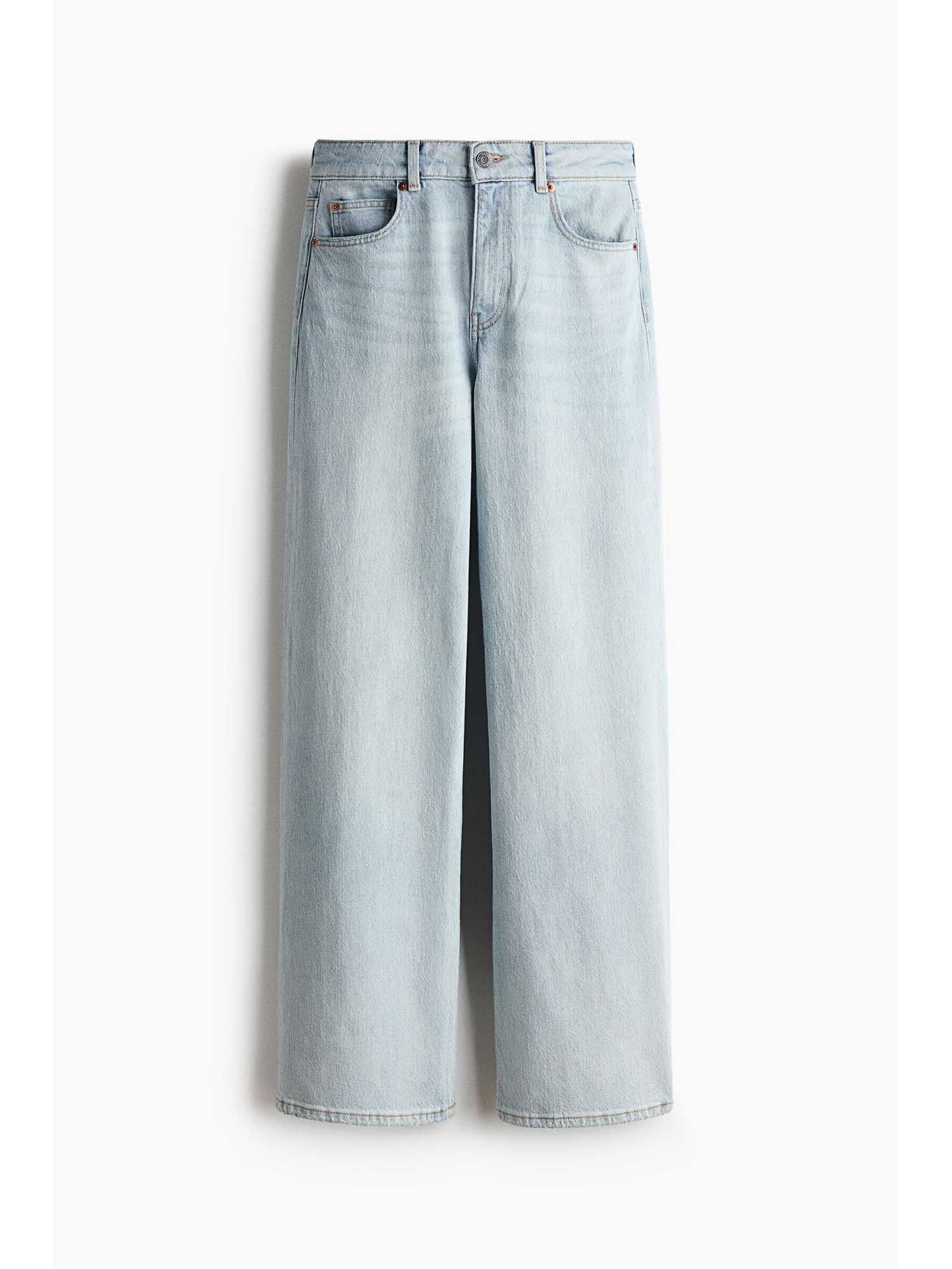 h&m Women Blue Wide High Waist Jeans-picture-28