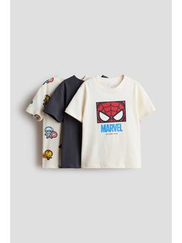 H&M - Boys White 3-Pack Printed T-Shirts