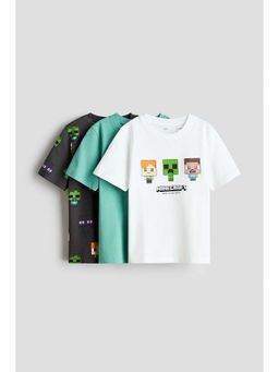 H&M - Boys Green 3-Pack Printed T-Shirts