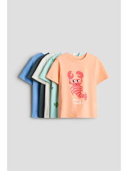 H&M - Boys Turquoise 5-Pack Jersey T-Shirts