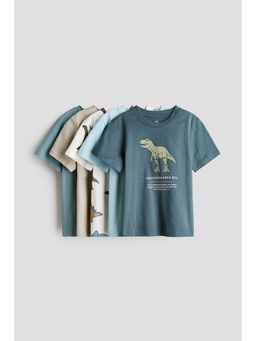 H&M - Boys Turquoise 5-Pack Jersey T-Shirts