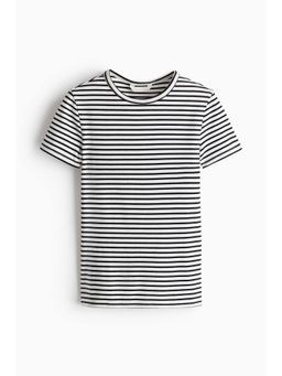 H&M - Women White Ribbed T-Shirt