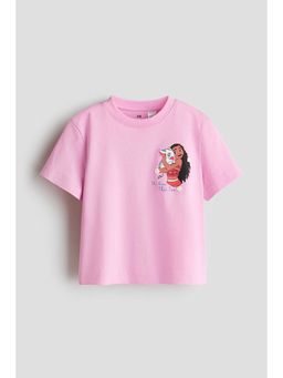 H&M - Girls Pink Print-Motif Cotton T-Shirt