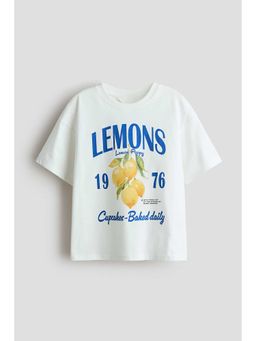 H&M - Girls White Oversized Cotton T-Shirt