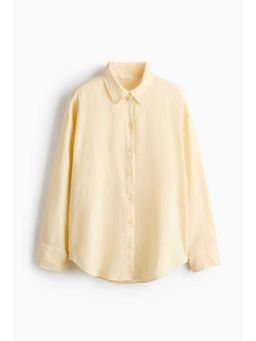 H&M - Women Yellow Oversized Linen-Blend Shirt