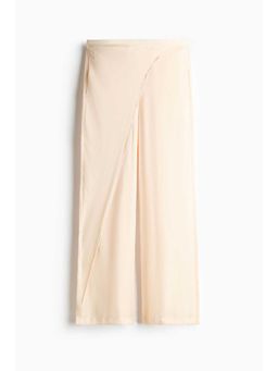 H&M - Women White Wrap-Detail Satin Trousers