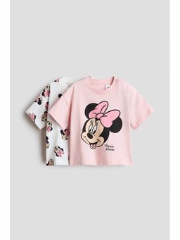 H&M - Girls White 2-Pack Printed Cotton T-Shirts
