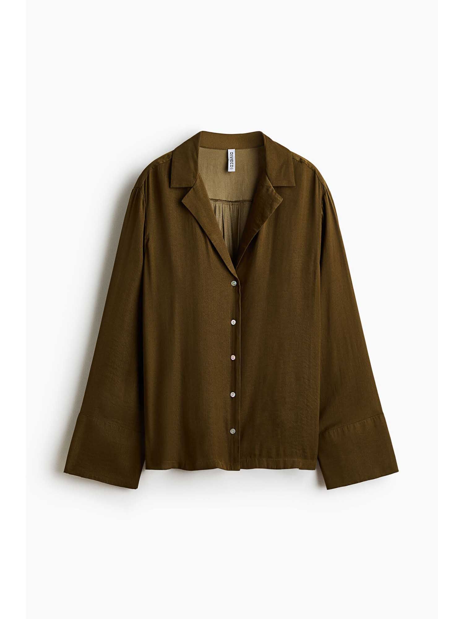 h&m Women Green Resort Shirt-picture-23