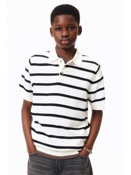 H&M - Boys White Waffle-Knit Polo T-Shirt