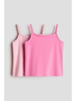 H&M - Girls Pink 2-Pack Cotton Strappy Tops