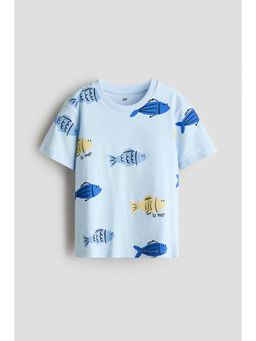 H&M - Boys Blue Printed Cotton T-Shirt