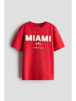 H&M - Boys Red Printed Cotton T-Shirt