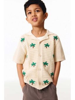 H&M - Boys White Pointelle-Knit Resort Shirt