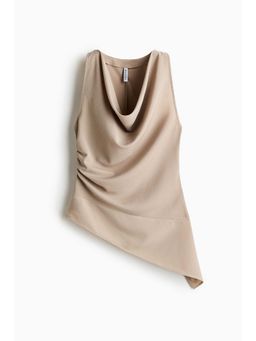 H&M - Women Beige Asymmetric Crepe Top