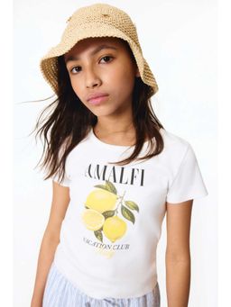 H&M - Girls White Printed T-Shirt