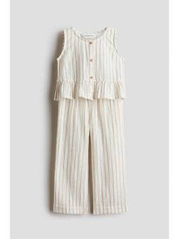 H&M - Girls Beige 2-Piece Cotton Muslin Set