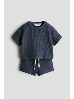H&M - Boys Blue 2-Piece Waffled Cotton Set