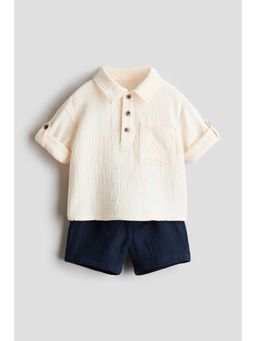 H&M - Boys Blue 2-Piece Cotton Seersucker Set