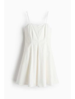 H&M - Women White Flared-Skirt Poplin Dress