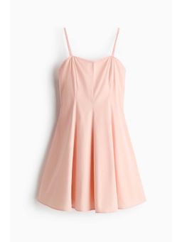 H&M - Women Pink Flared-Skirt Poplin Dress
