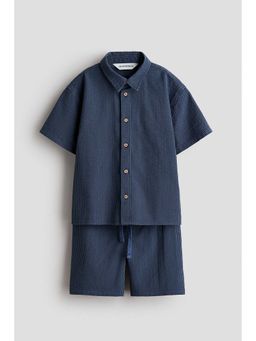 H&M - Boys Blue 2-Piece Cotton Seersucker Set