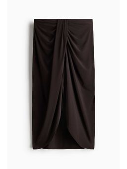 H&M - Women Brown Draped Jersey Skirt