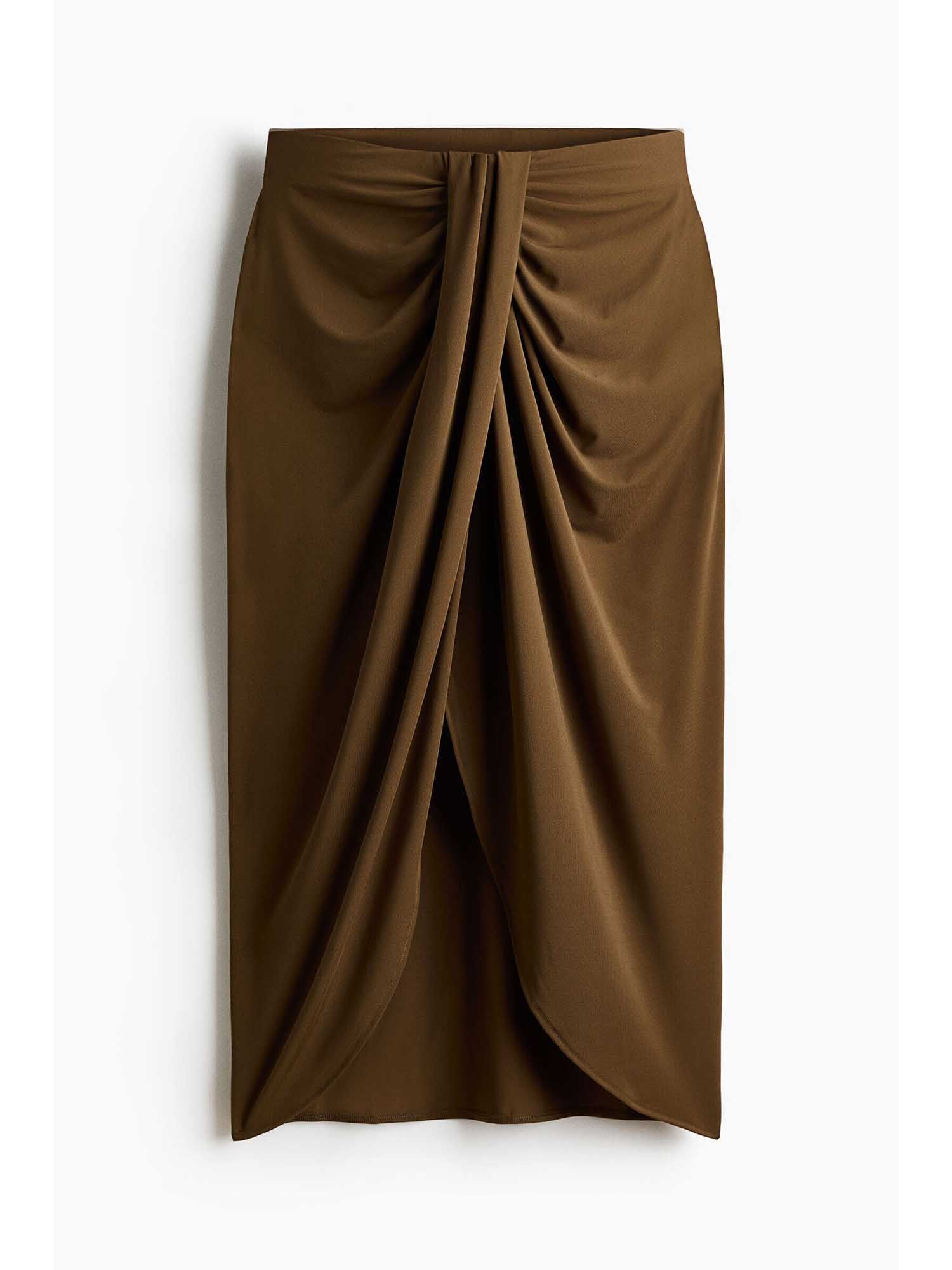 h&m Women Green Draped Jersey Skirt-picture-21