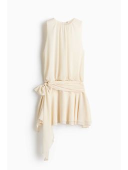 H&M - Women White Tie-Detail Chiffon Dress