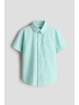 H&M - Boys Turquoise Short-Sleeved Cotton Shirt